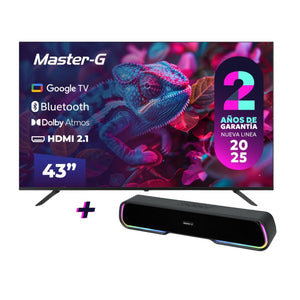 Combo Televisor Smart Tv 43" Led FHD Google TV + Parlante Soundbar Bluetooth TWS Master-G