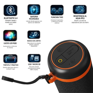 Parlante Bluetooth v5.4 Portátil Master-G 10W TWS 2”x2 MGGYROSB