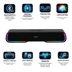Parlante Soundbar Barra de Sonido Gamer Master-G Bluetooth TWS RGB