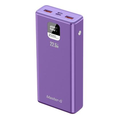 Power Bank Master-G 20000mAh 22.5W Carga Rápida Pantalla LCD Morado UCP20MPD
