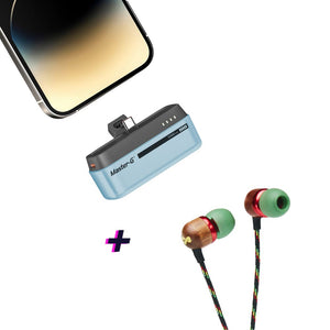 Pack Power Bank Mini Tipo-C 20w 5000 Mah Celeste + Audífonos Bluetooth House of Marley Smile Jamaica 2